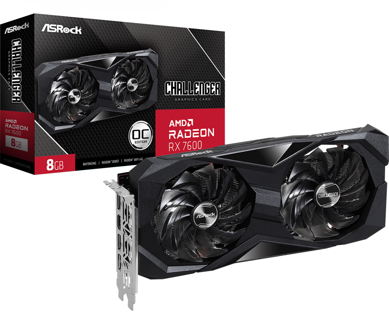 PLACA DE VIDEO ASROCK RADEON RX 7600 8GB GDDR6 CHALLENGER