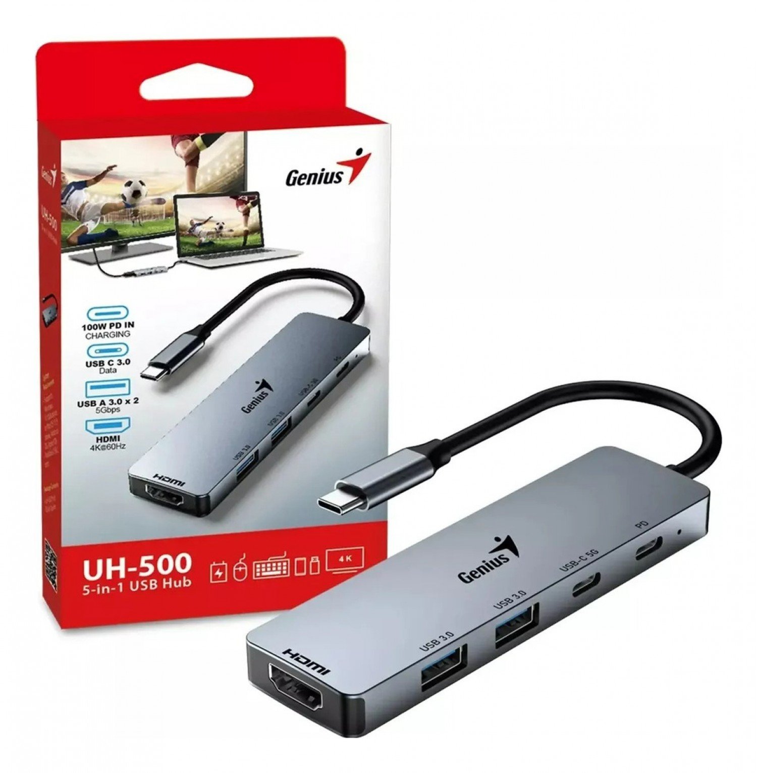 Hub Genius UH-500 USB-C HDMI 4K/60HZ PD-100W