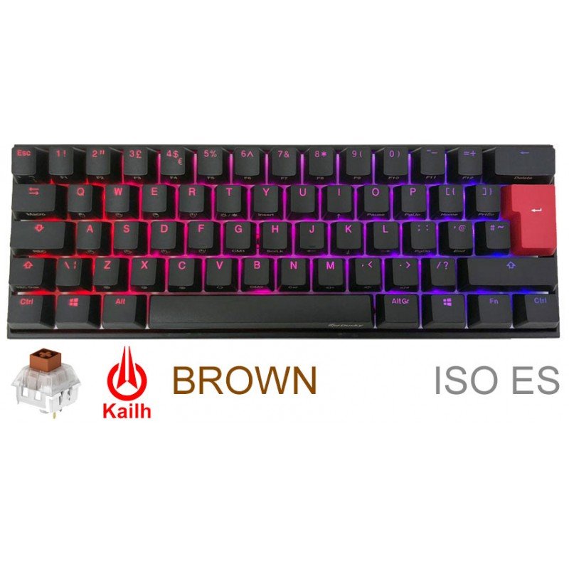 Teclado Gamer Mecánico Ducky Mecha Mini V2 RGB Kailh Box Brown Switch ISO SP