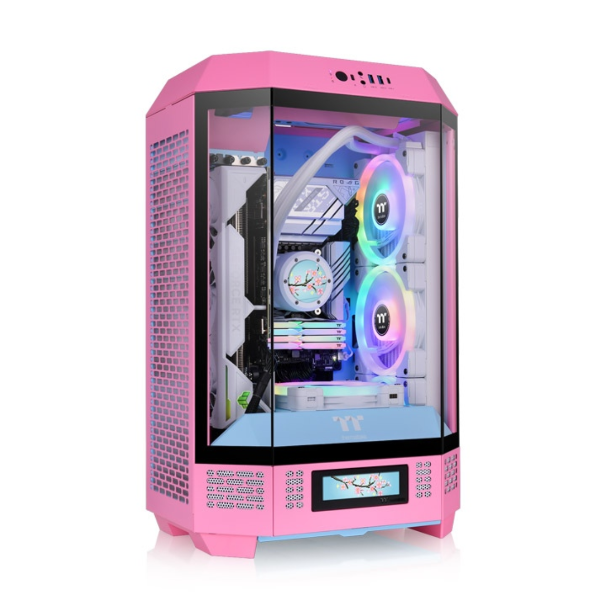 Gabinete TT The Tower 300 Mid-Tower TG x3 Fan x2 Bubble Pink