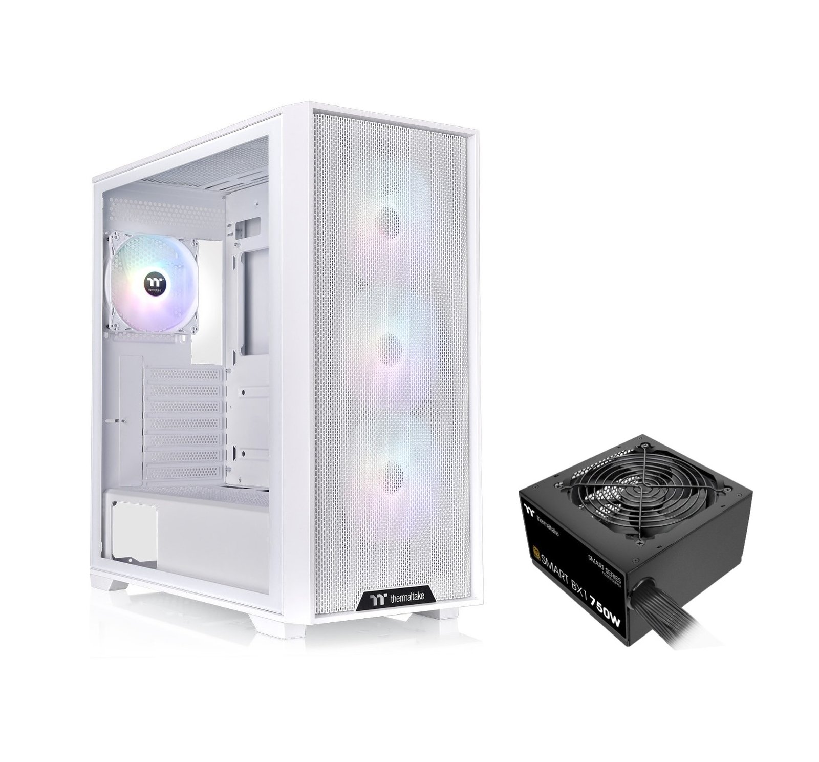 Gabinete TT H390 Mid-Tower TG Fan ARGB x4 Snow White c/Fuente 750W 80 Plus Bronze