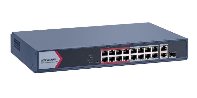 Switch Hikvision PoE inteligente Fast Ethernet DS-3E1318P-EI/M