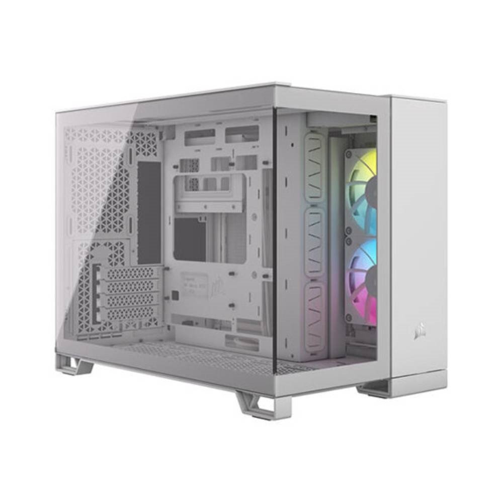 Gabinete Corsair 2500X Mid-Tower TG iCUE Fan RGB x2 Dual Chamber White