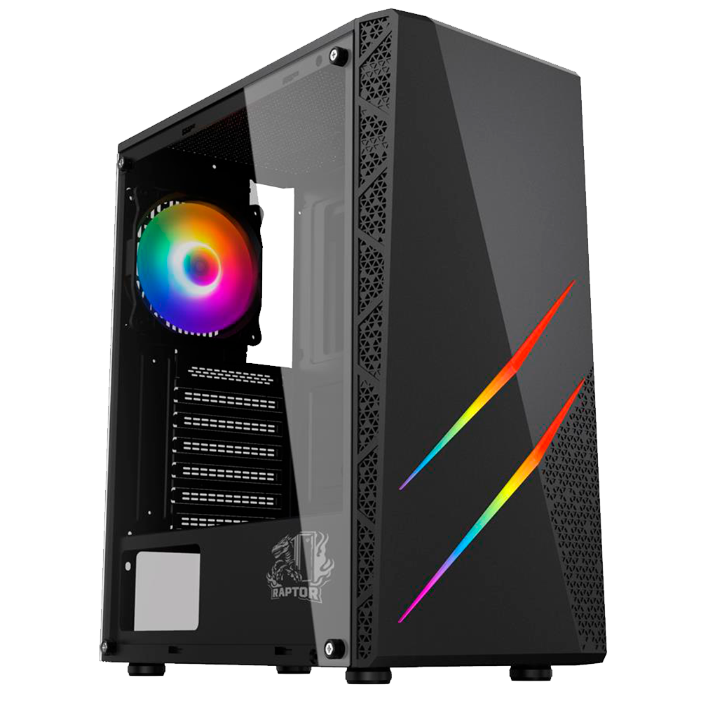 Gabinete Raptor Blaze Force TG Mid-Tower RGB Fan x1 w/button control