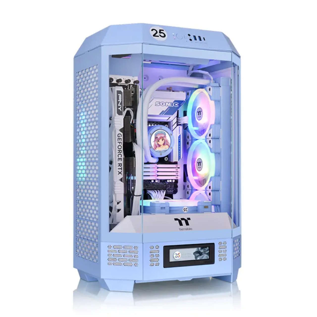 Gabinete TT The Tower 300 Mid-Tower TG x3 Fan x2 Hydrangea Blue