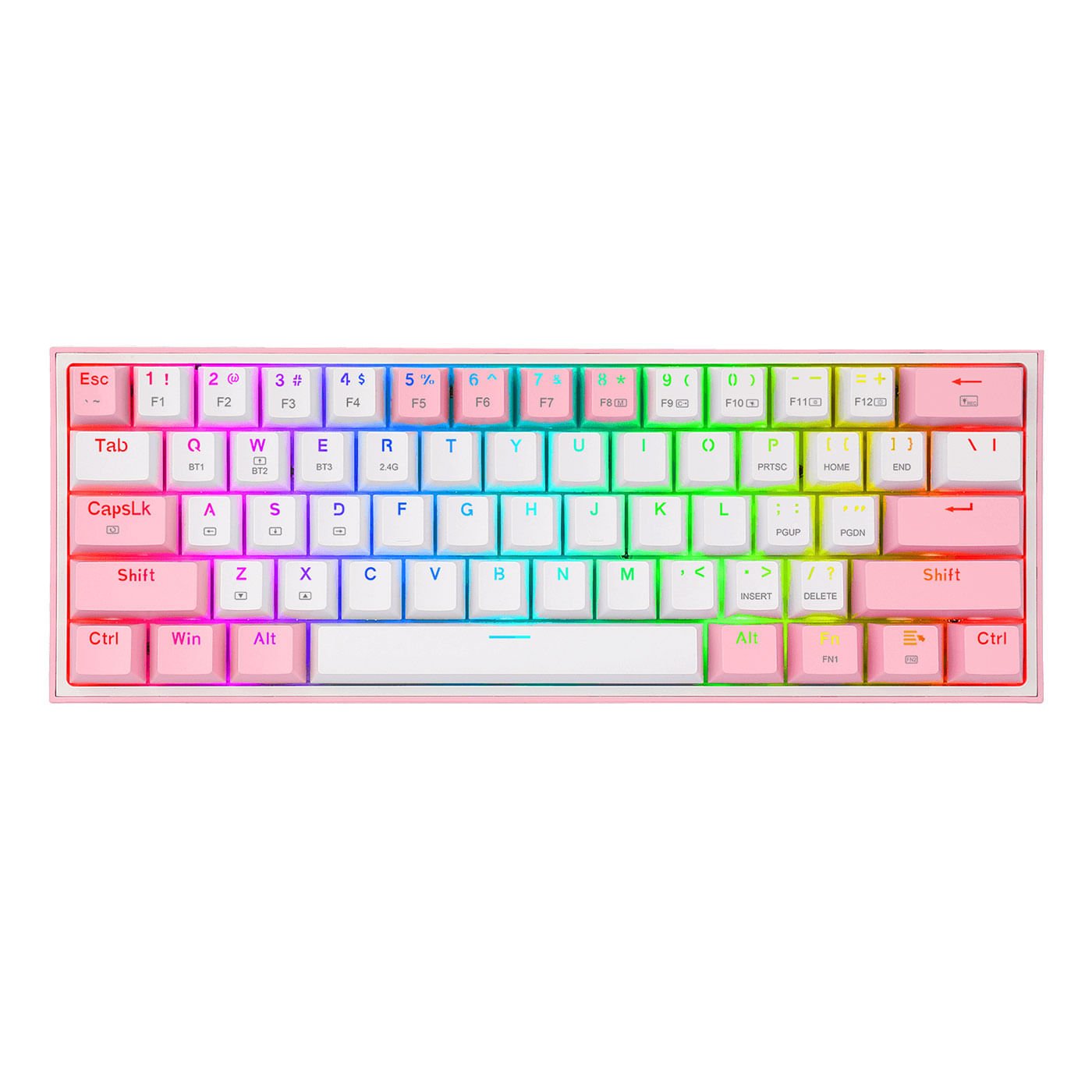 Teclado Gamer Redragon K616-RGB Fizz Pro White/Pink