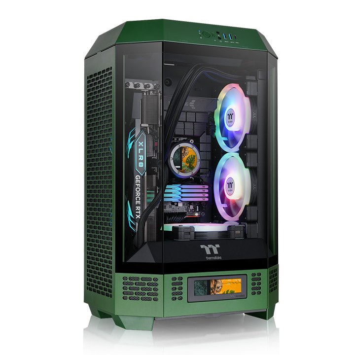 Gabinete TT The Tower 300 Mid-Tower TG x3 Fan x2 Racing Green