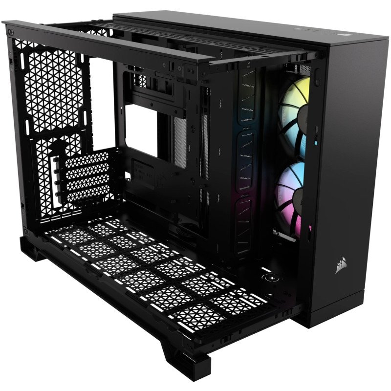 Gabinete Corsair 2500X Mid-Tower TG iCUE Fan RGB x2 Dual Chamber Black