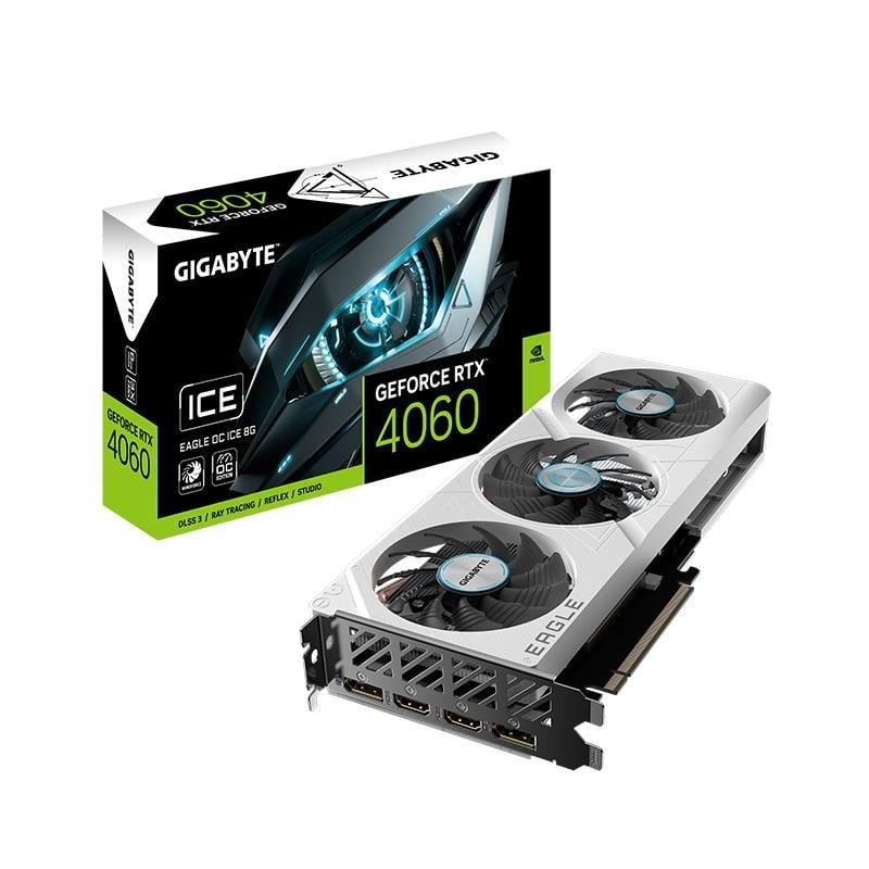 Placa de Video Gigabyte GeForce RTX 4060 8GB GDDR6 Eagle OC ICE White