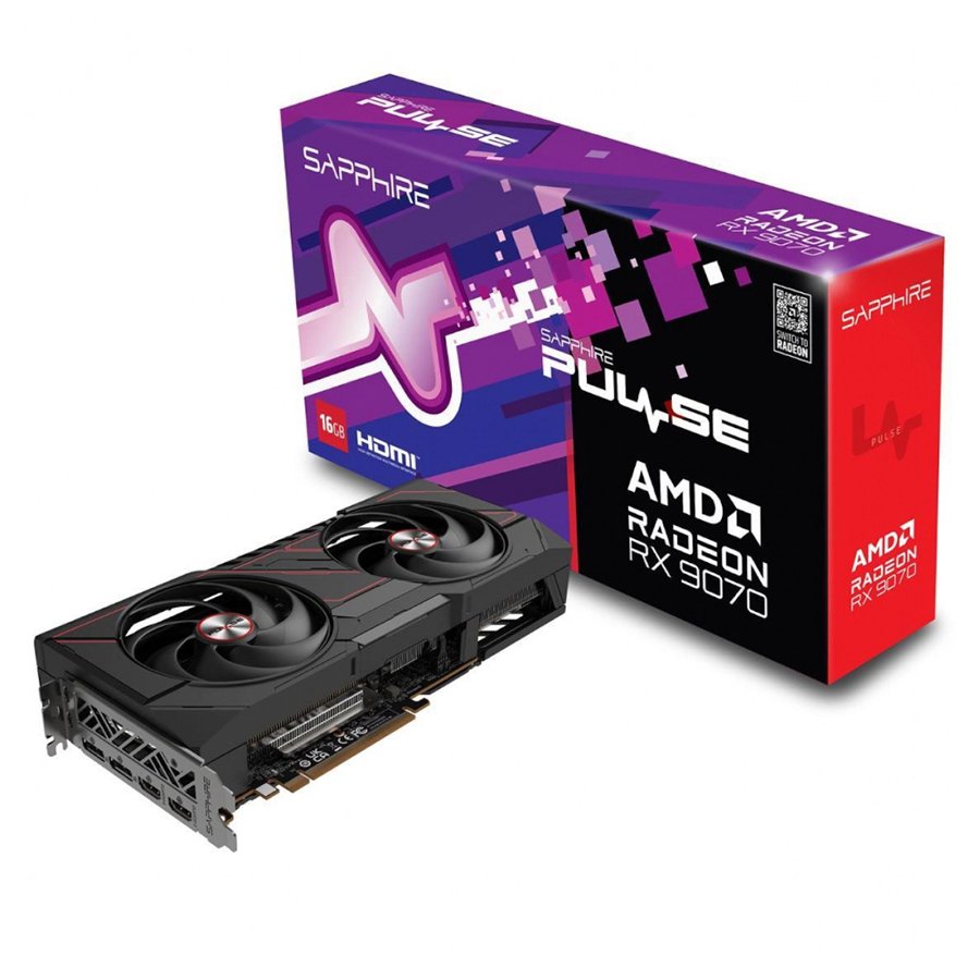 Placa de Video Sapphire Radeon RX 9070 16GB GDDR6 Pulse