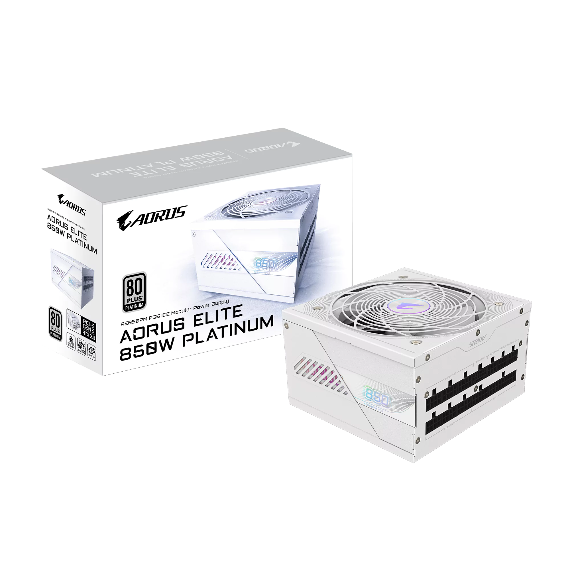 Fuente Gigabyte 850W 80 Plus Platinum AORUS ELITE Full Modular PCIe 5.0 White
