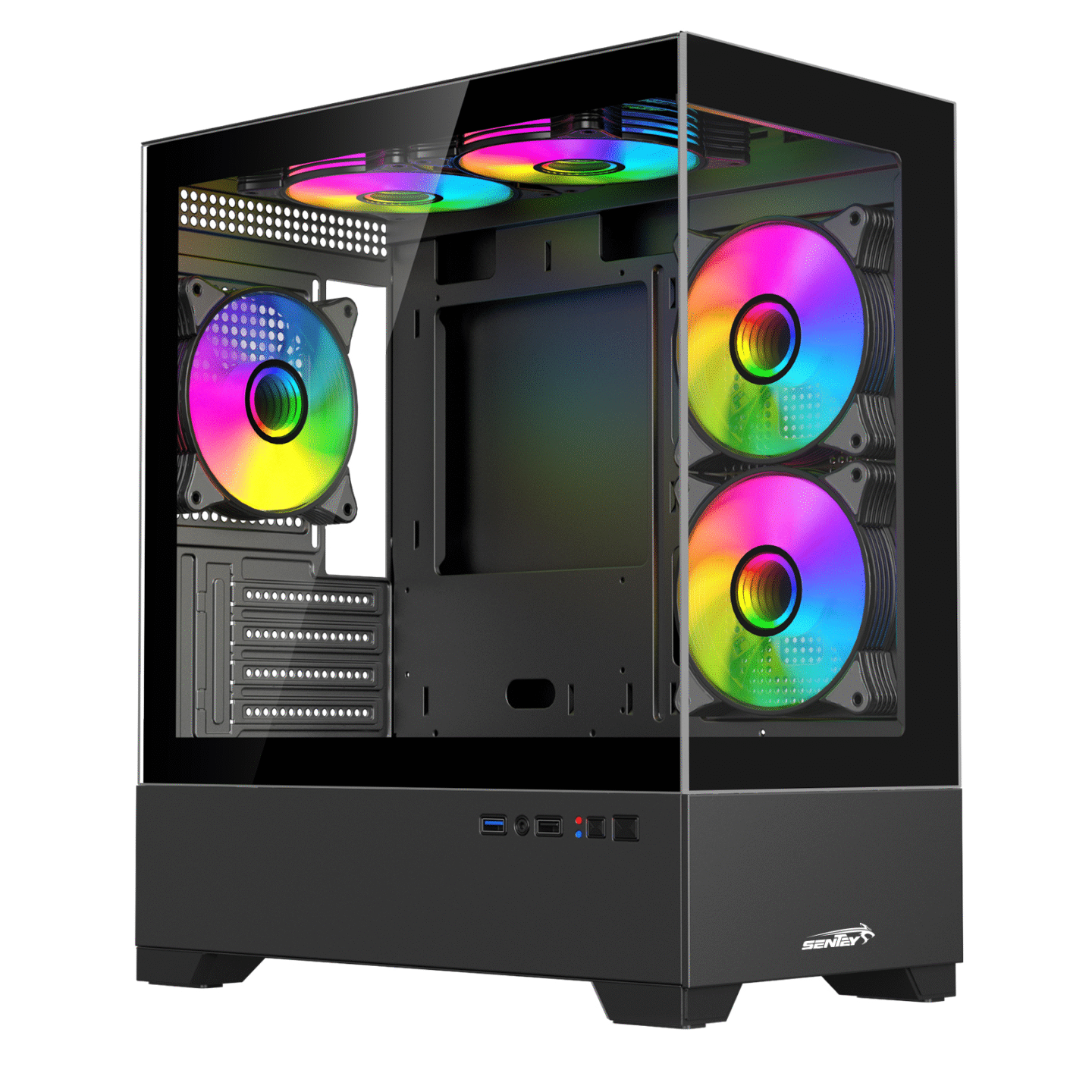 GABINETE SENTEY H30 BLACK + 5 FAN ARGB