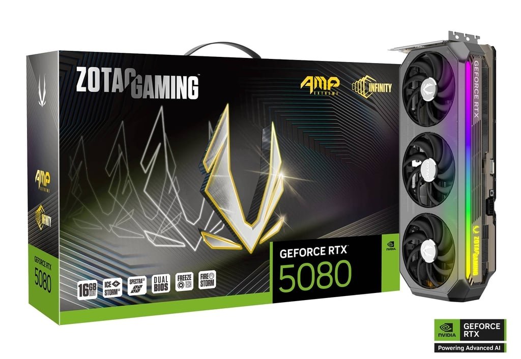 Placa de Video Zotac GeForce RTX 5080 16GB GDDR7 AMP Extreme Infinity