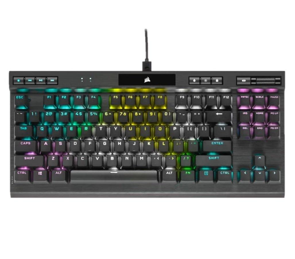 Teclado Gamer Mecanico Corsair K70 RGB TKL Champion Series c/teclas PBT Double Shot Pro