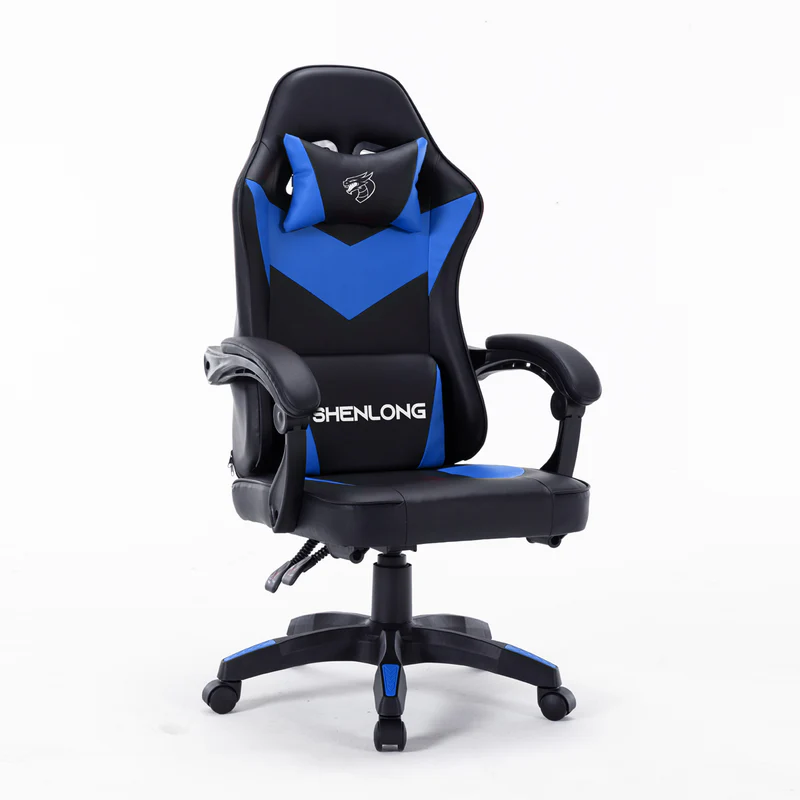 SILLAS GAMER SHENLONG NEGRA Y AZUL SH-GC135