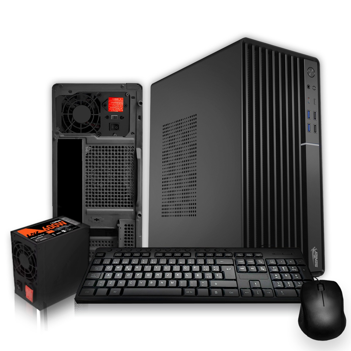 KIT GABINETE SENTEY TM50 MESH + FUENTE 600W + TECLADO + MOUSE + COOLER