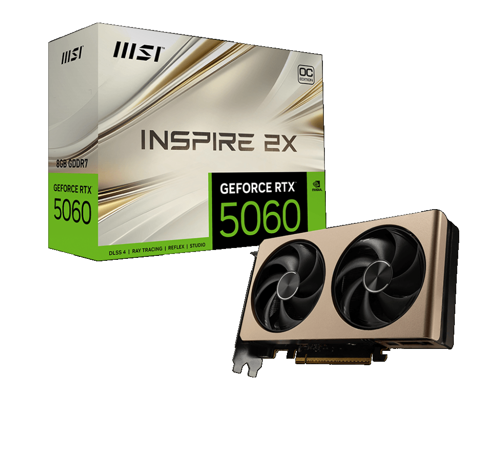 Placa de Video MSI GeForce RTX 5060 8GB GDDR7 Inspire 2X OC