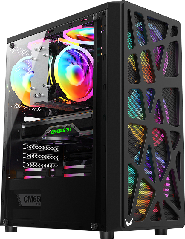 Gabinete Formula V Line Mana Geometry Black + 3 Fan FRGB
