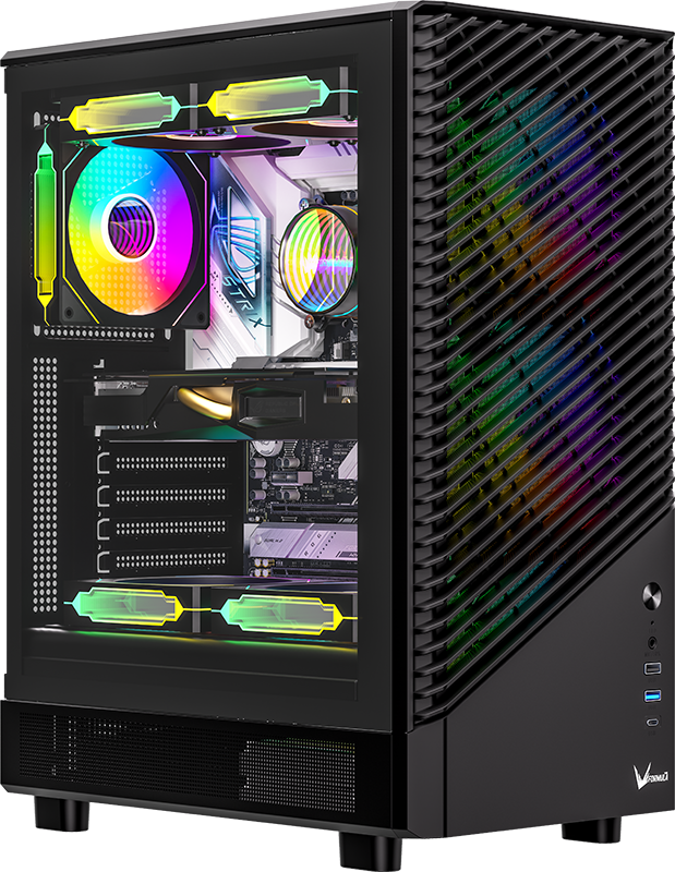 GABINETE FORMULA V LINE MANA GEOMETRY BLACK + 3 FAN FRGB