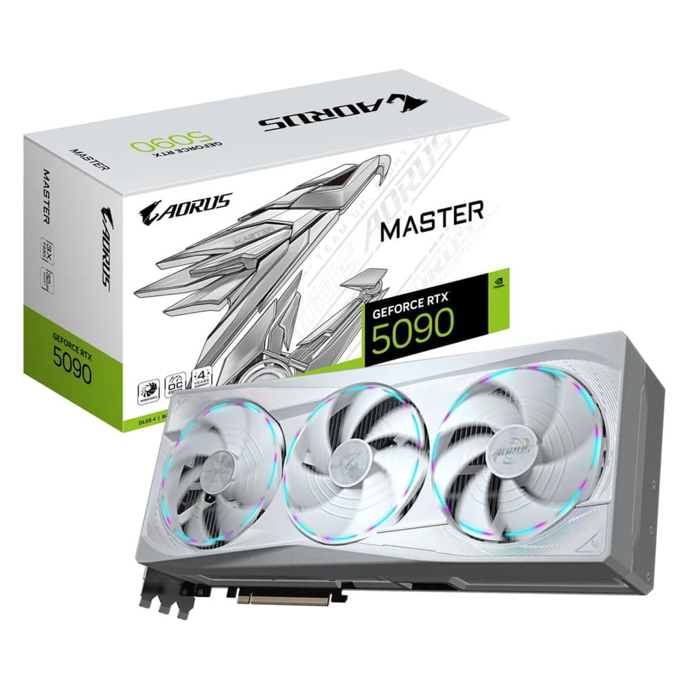 PLACA DE VIDEO GIGABYTE GEFORCE RTX 5090 32GB GDDR7 AORUS MASTER ICE WHITE