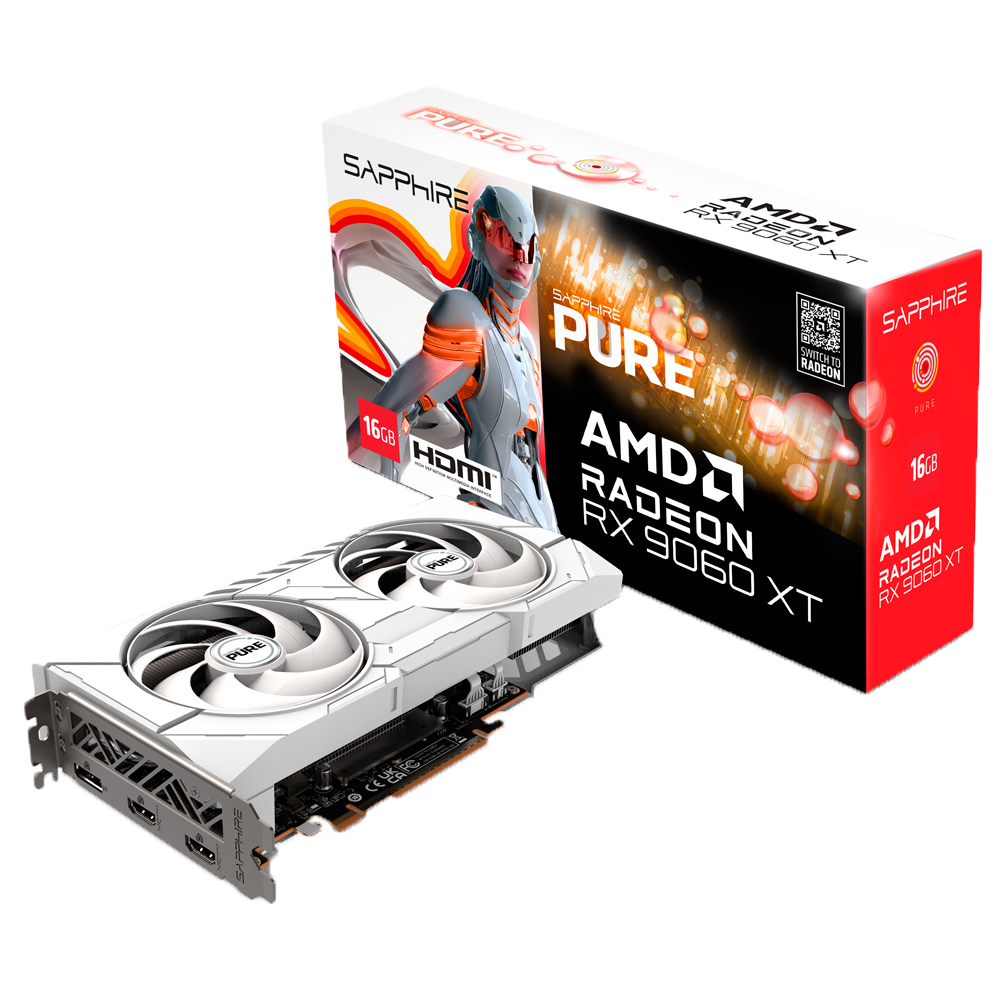 PLACA DE VIDEO SAPPHIRE RADEON RX 9060 XT 16GB GDDR6 PULSE OC WHITE