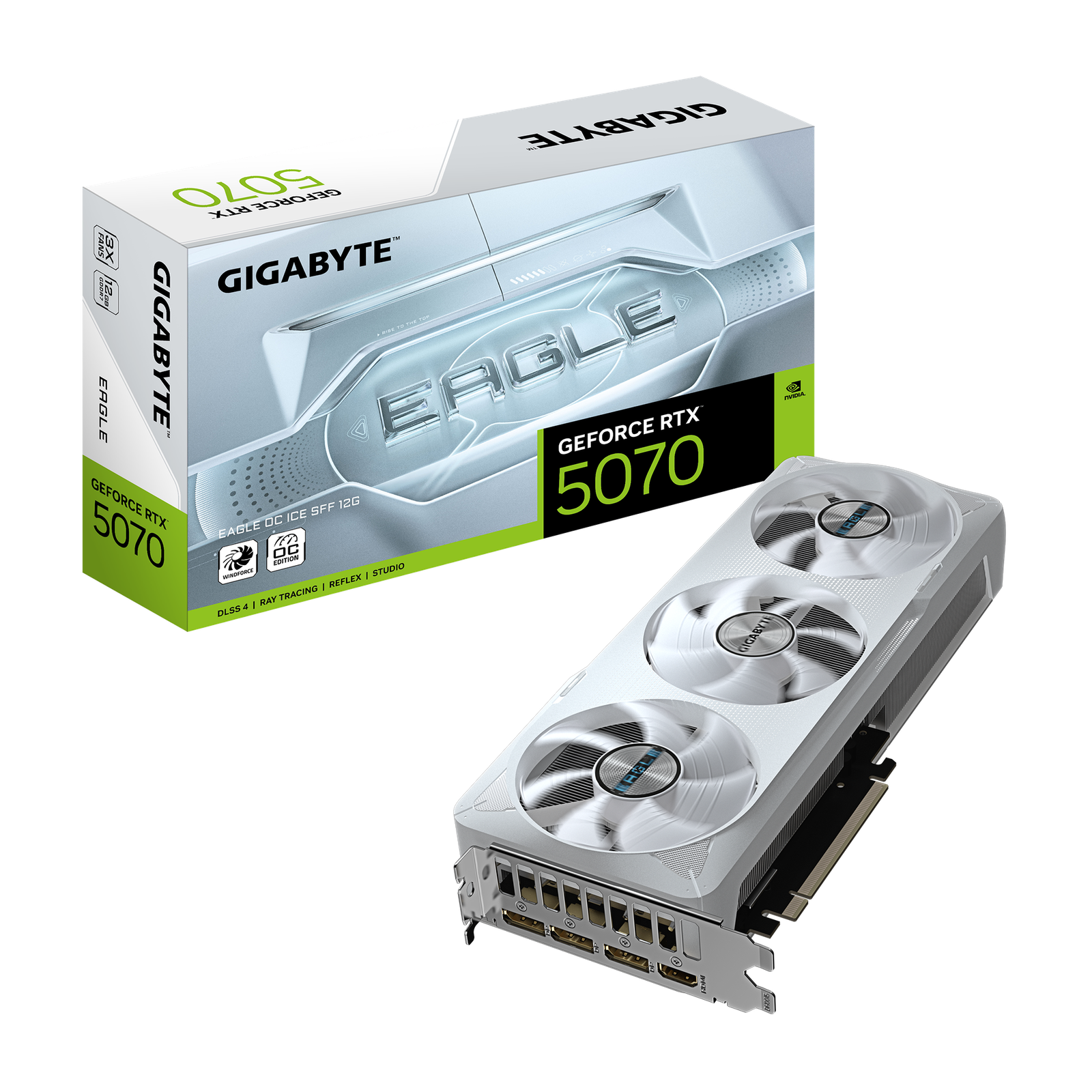 PLACA DE VIDEO GIGABYTE GEFORCE RTX 5070 12GB GDDR7 EAGLE OC ICE WHITE