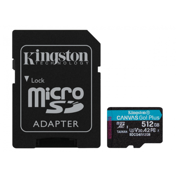 Micro SD Kingston 512GB c/Adap Canvas GO