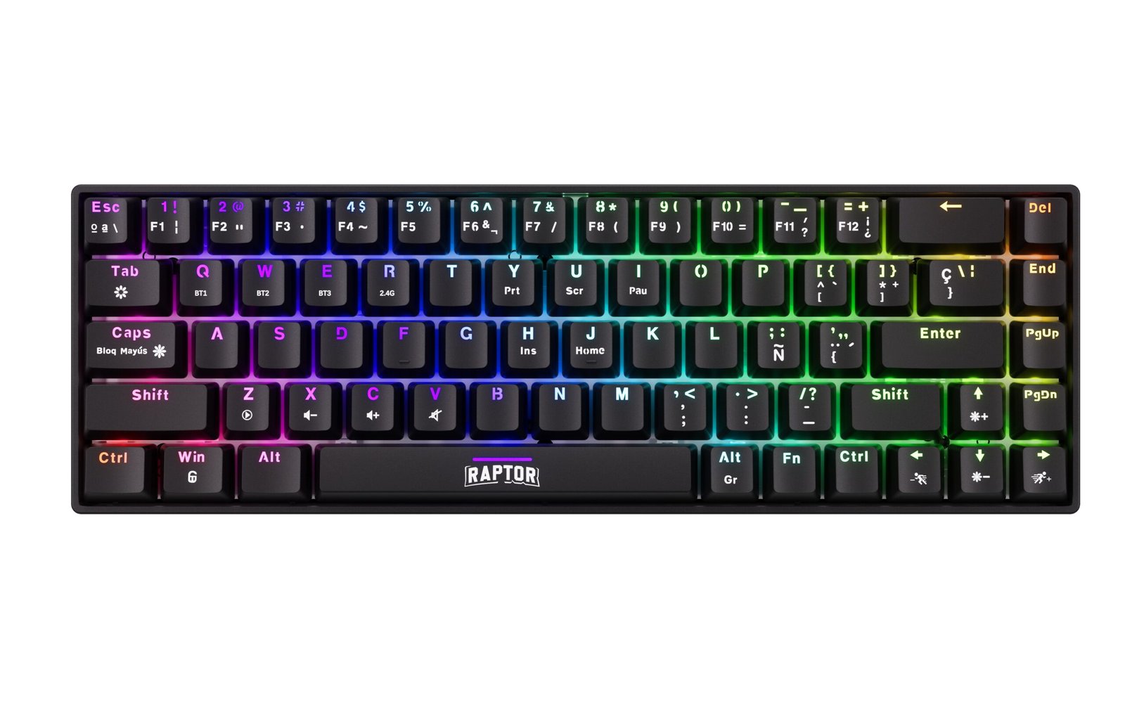 Teclado Gamer Mecánico Raptor Fireclaw M68 Wireless Retroiluminado Red Outemu