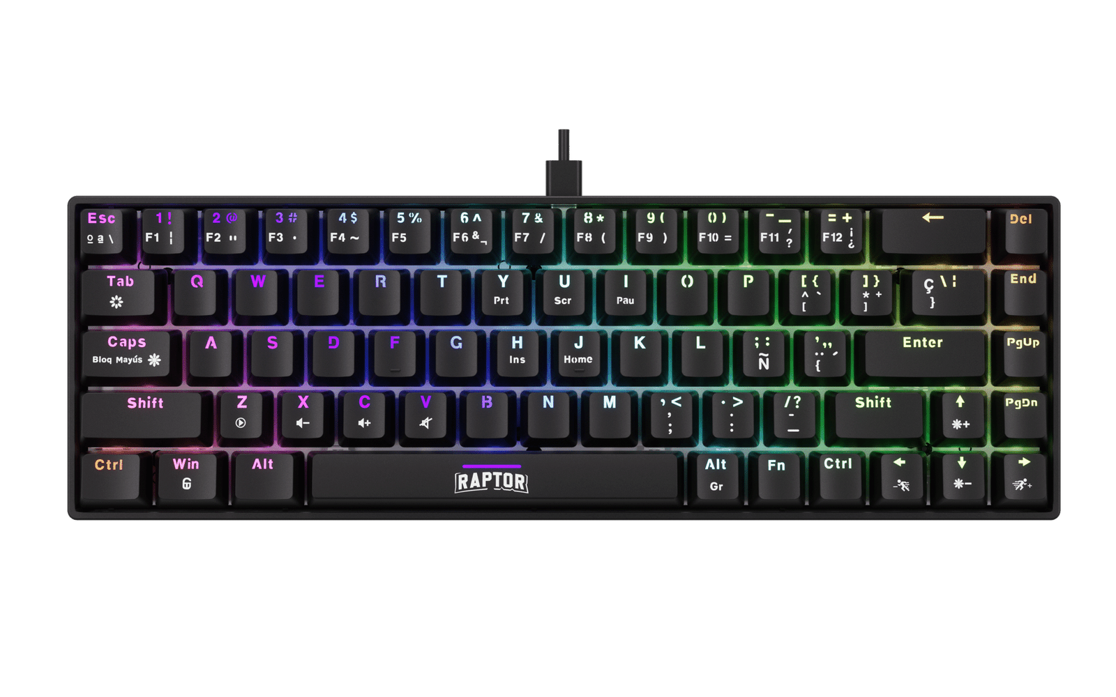 Teclado Gamer Mecánico Raptor Fireclaw M68 Retroiluminado Switch Red Outemu