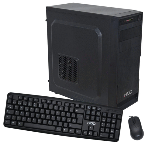Kit Gabinete HDC + Fuente 500w + Teclado + Mouse + Parlantes AX-26BB-G