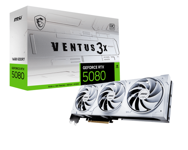 Placa de Video MSI GeForce RTX 5080 16GB GDDR7 Ventus 3X OC White