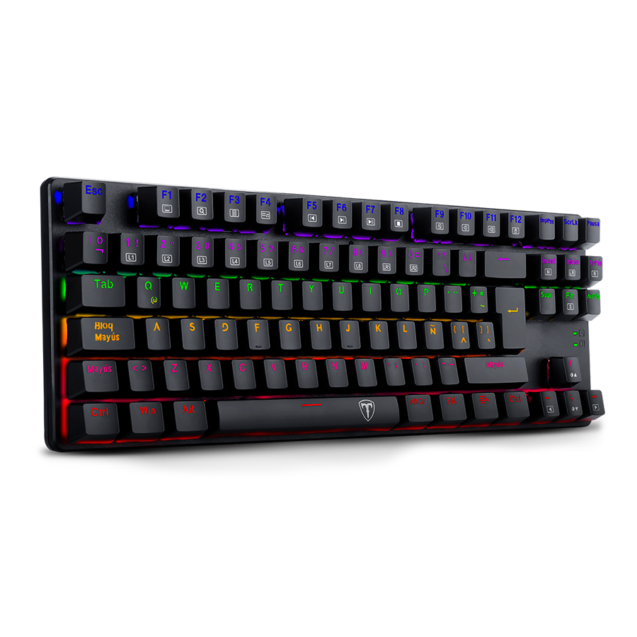 Teclado Gamer T-Dagger Bora Black Lite Wired Rainbow T-TGK313-LIT