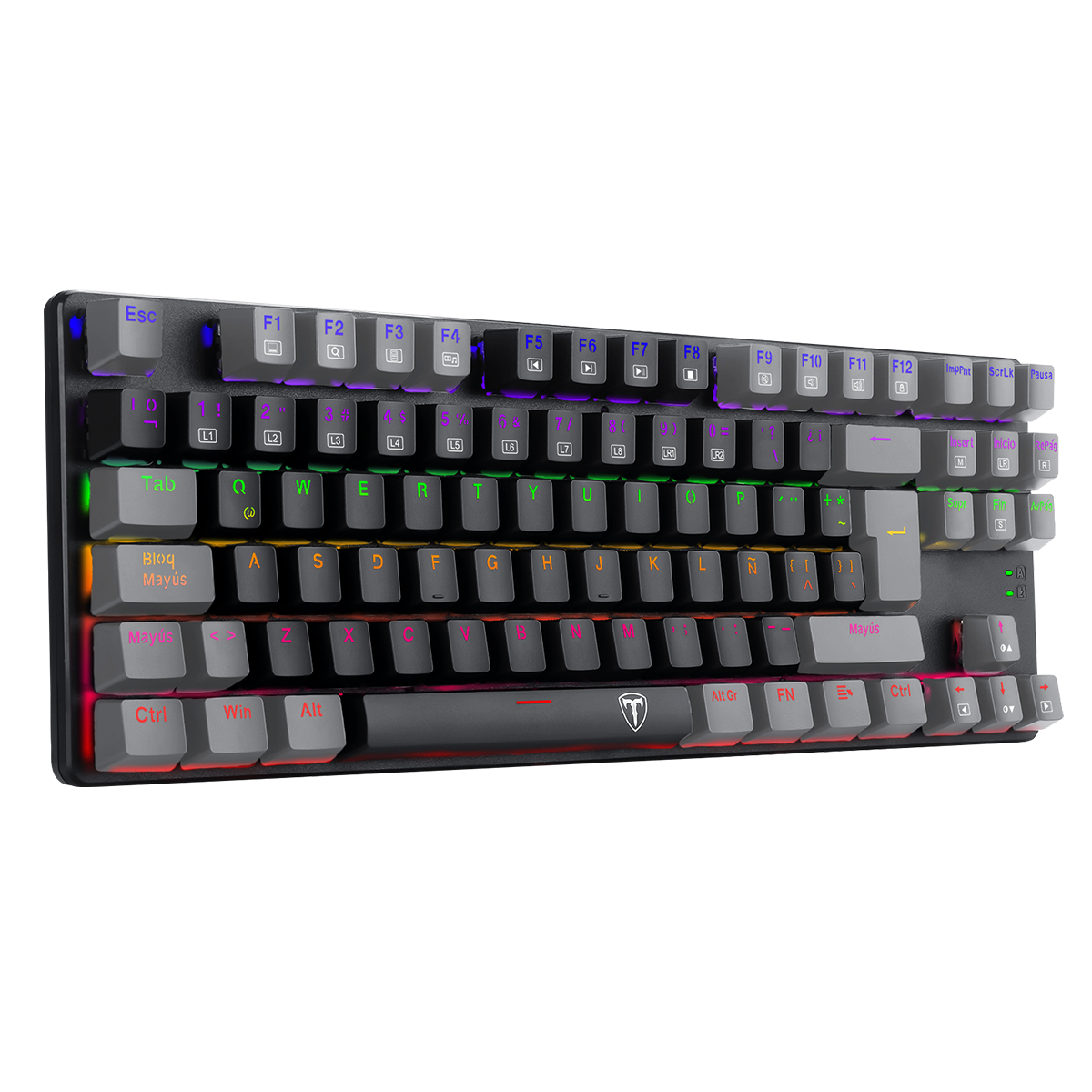 Teclado Gamer T-Dagger Bora Rainbow Bicolor SP Black Grey T-TGK313
