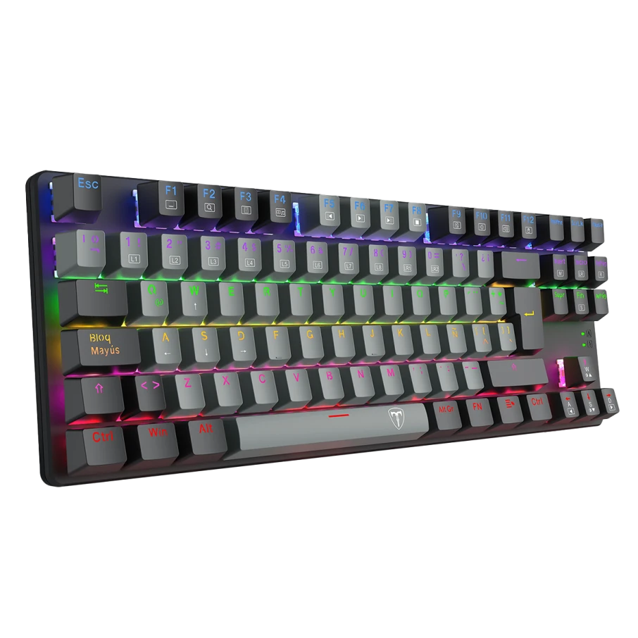 Teclado Gamer T-Dagger Bora Rainbow Bicolor SP Grey Black T-TGK313