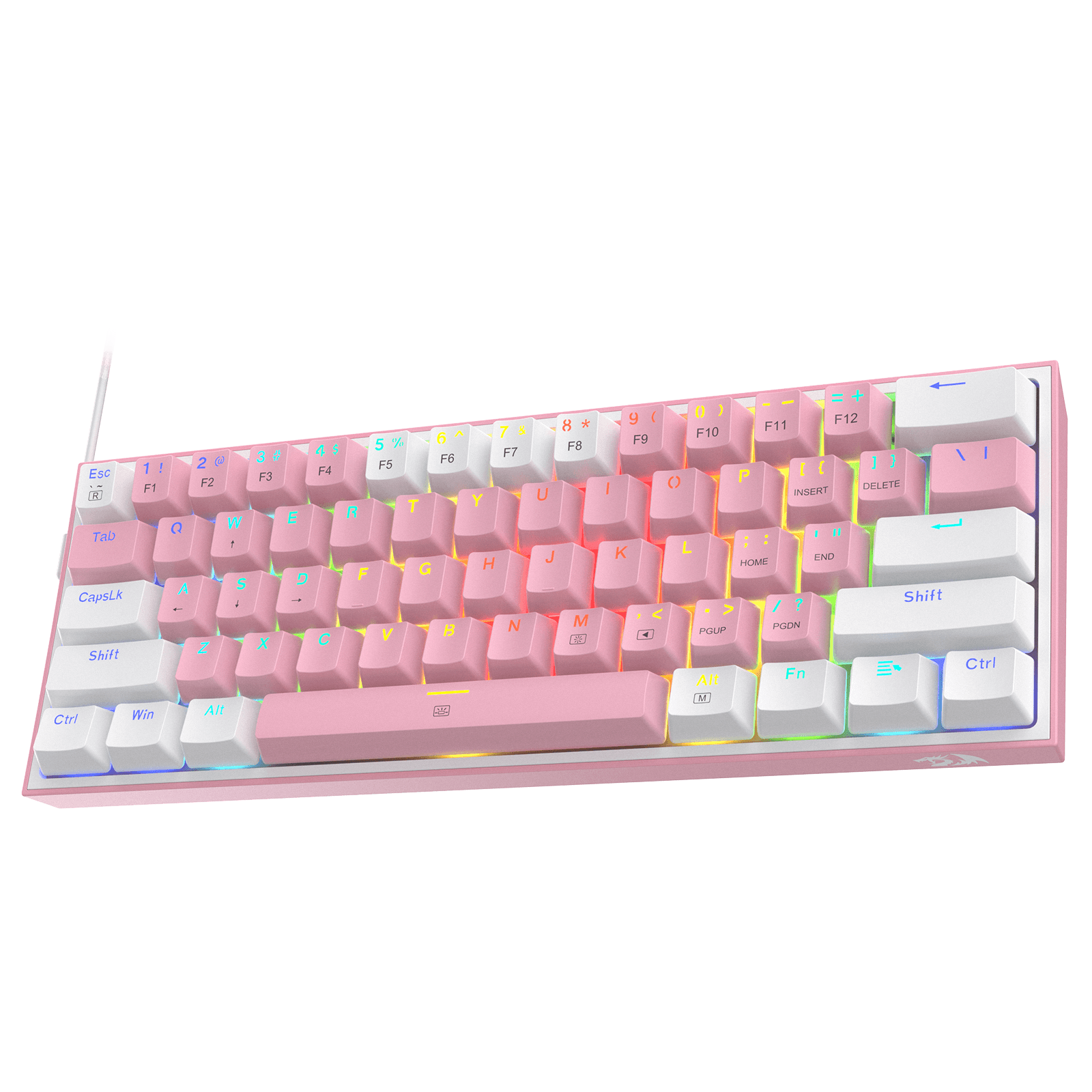 Teclado Gamer Redragon Fizz Pink/White K617CT-RGB-P