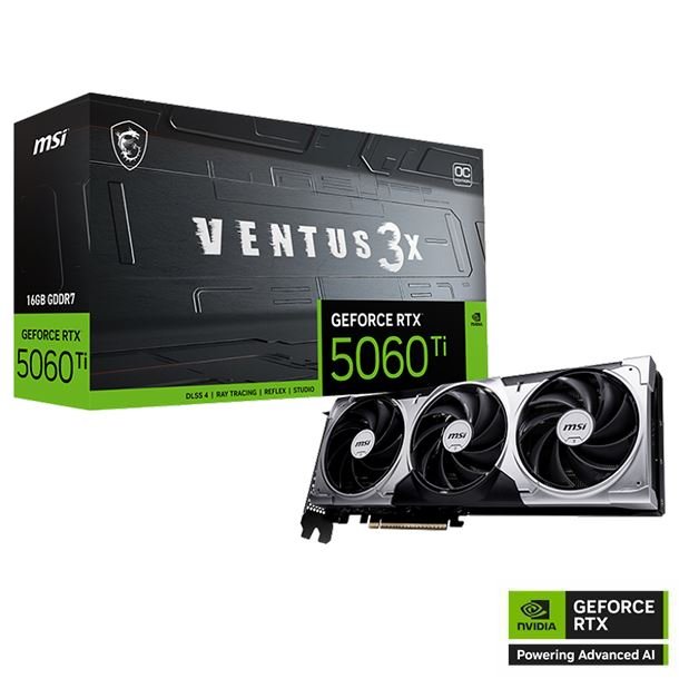 Placa de Video MSI GeForce RTX 5060 Ti 16GB GDDR7 Ventus 3X OC Plus