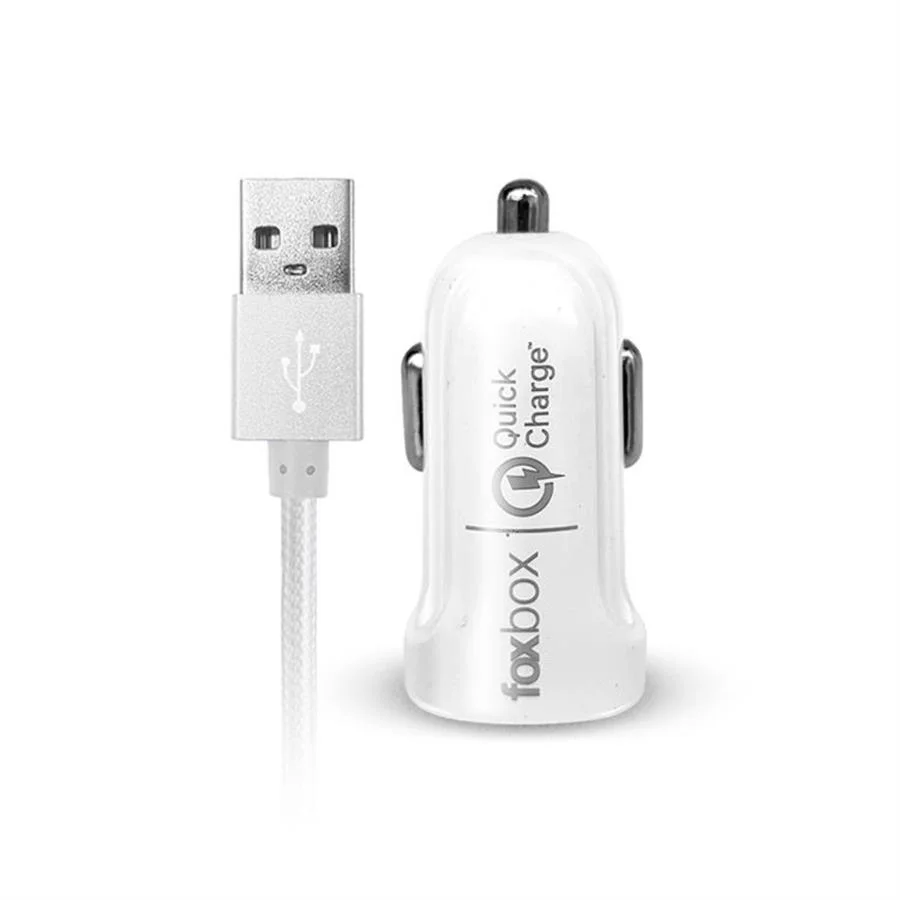 Cargador Para Auto Foxbox Way Qc Cable Usb C Blanco
