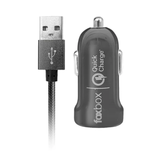 Cargador Para Auto Foxbox Way Qc Cable Usb C Negro