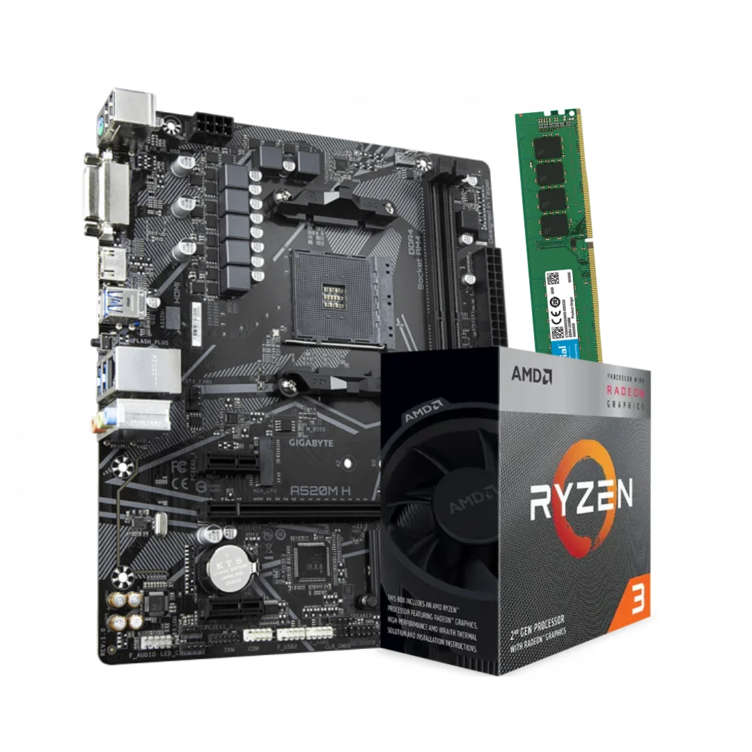 COMBO AMD RYZEN 3 3200G + A520 + 8GB 3200MHZ