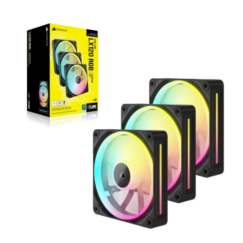 Fan Cooler Corsair iCUE LINK LX120 RGB 120mm Black Pack x3