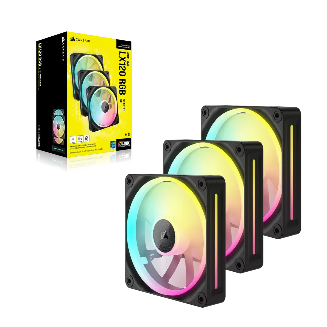 FAN COOLER CORSAIR ICUE LINK LX120 RGB 120MM BLACK PACK X3