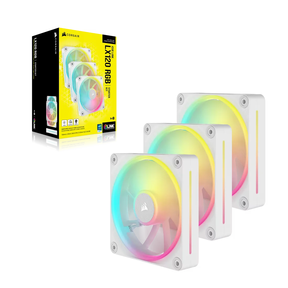 FAN COOLER CORSAIR ICUE LINK LX120 RGB 120MM WHITE PACK X3