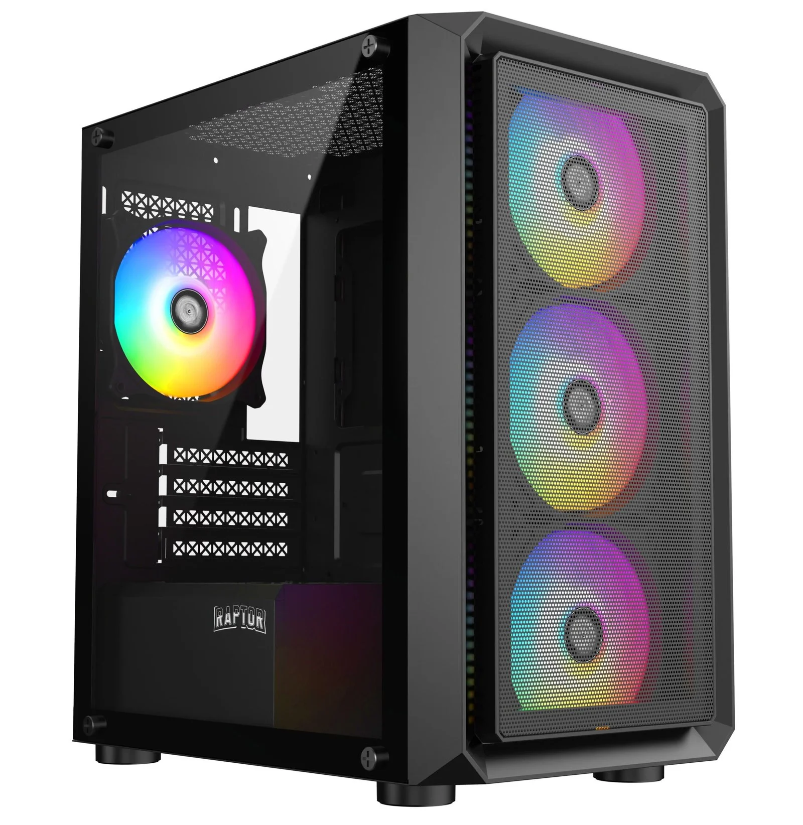 GABINETE RAPTOR INFINITY MESH TG 4 FAN RGB
