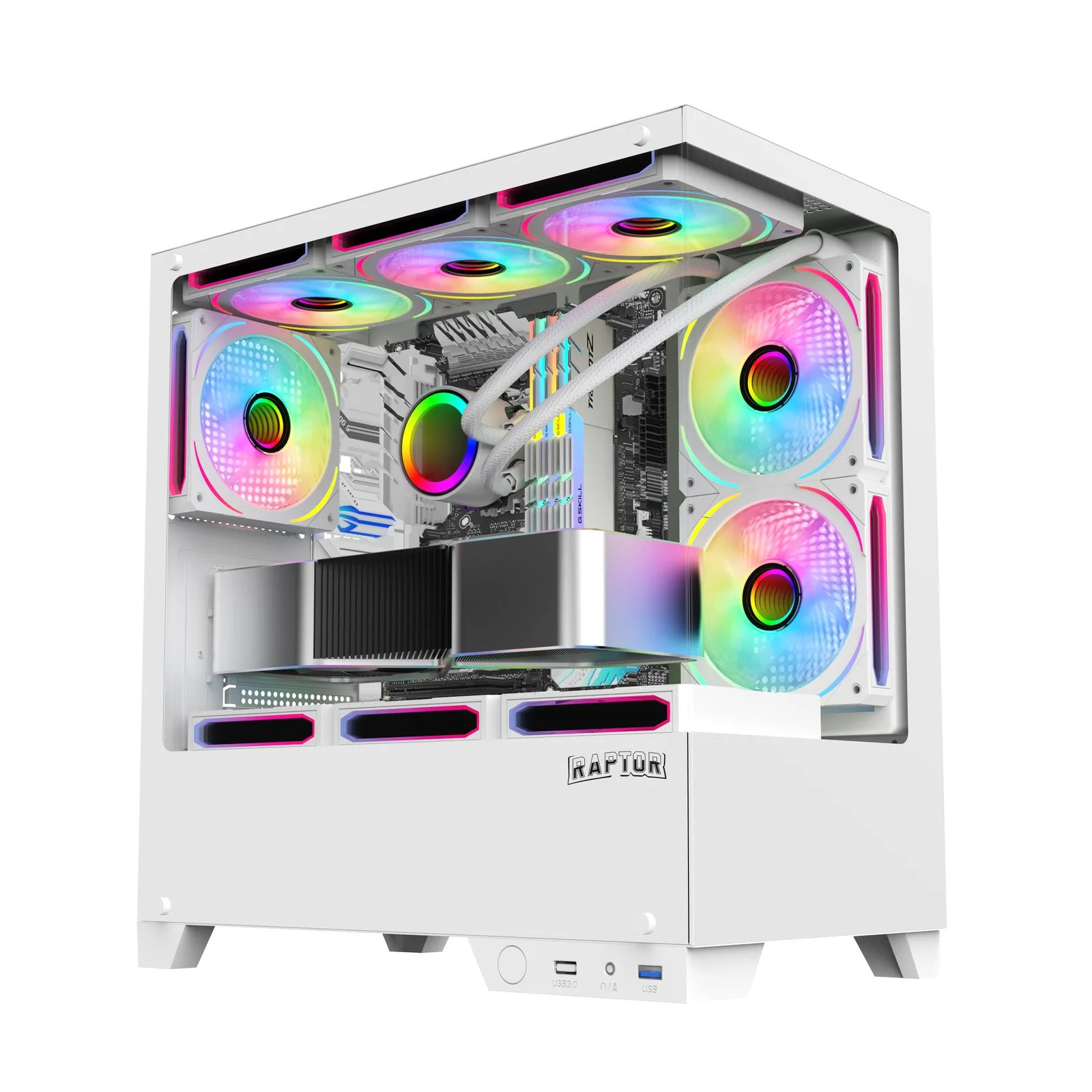GABINETE RAPTOR THUNDER STRIKE WHITE 1 FAN RGB