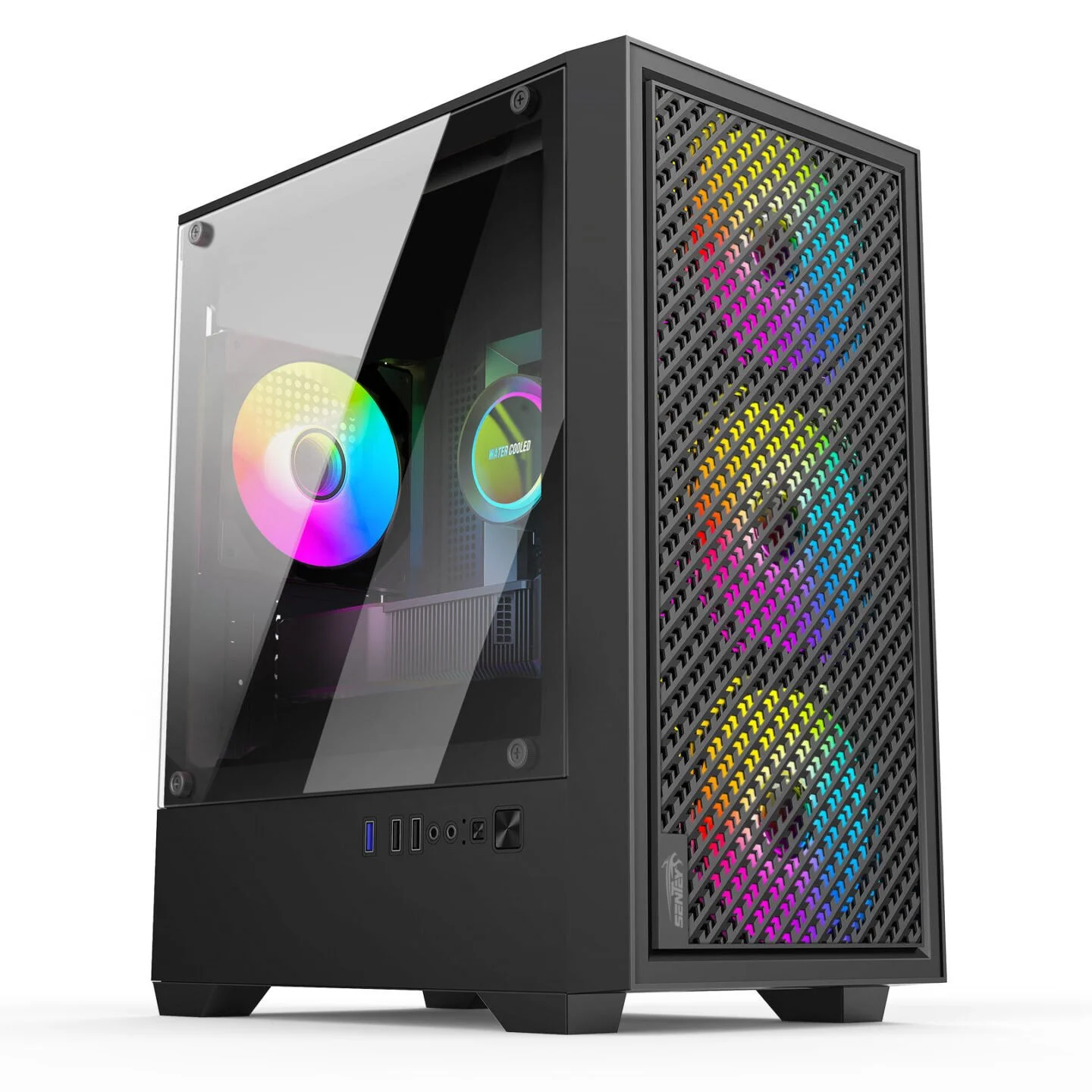 GABINETE SENTEY HOLLOW MESH H12 BLACK 4 FAN FRGB