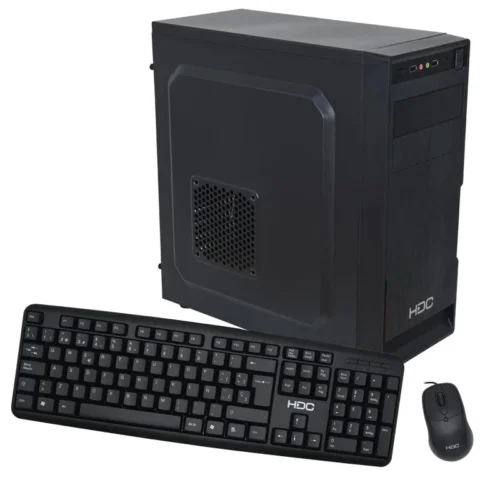 Kit Gabinete HDC AX-26BB-G Fuente 500W Teclado Mouse Parlantes