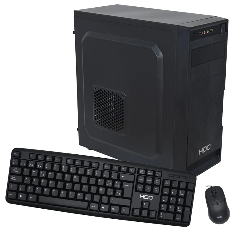 KIT GABINETE HDC AX-26BB-G FUENTE 500W TECLADO MOUSE PARLANTES