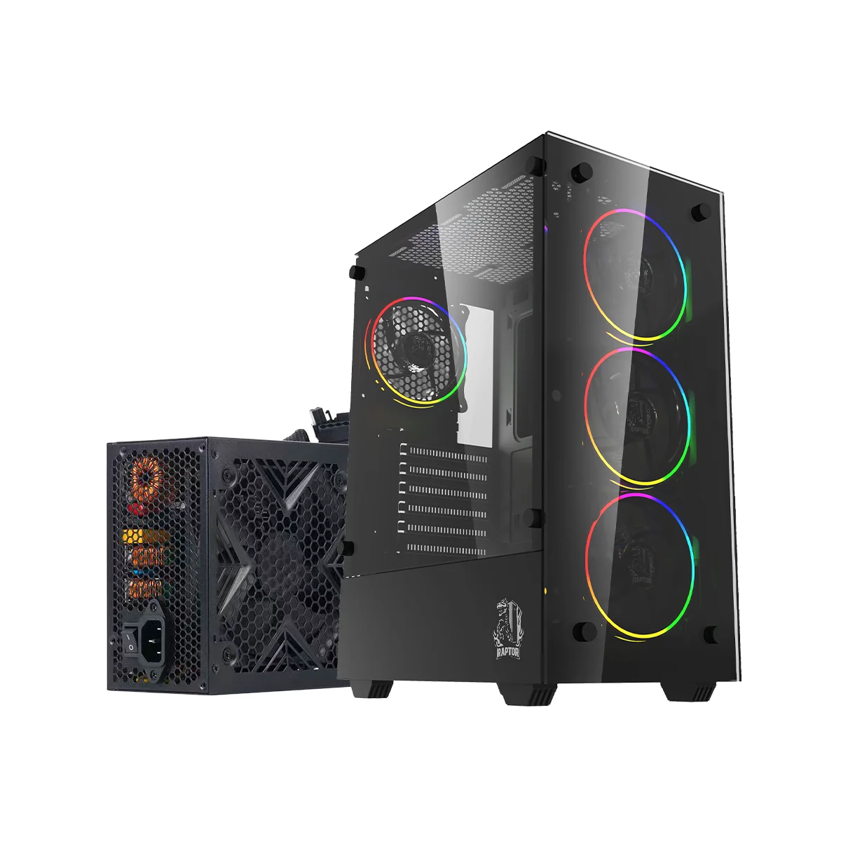 KIT GABINETE RAPTOR SENTINEL CON FUENTE RAPTOR VOLT 650W 80+ BRONZE