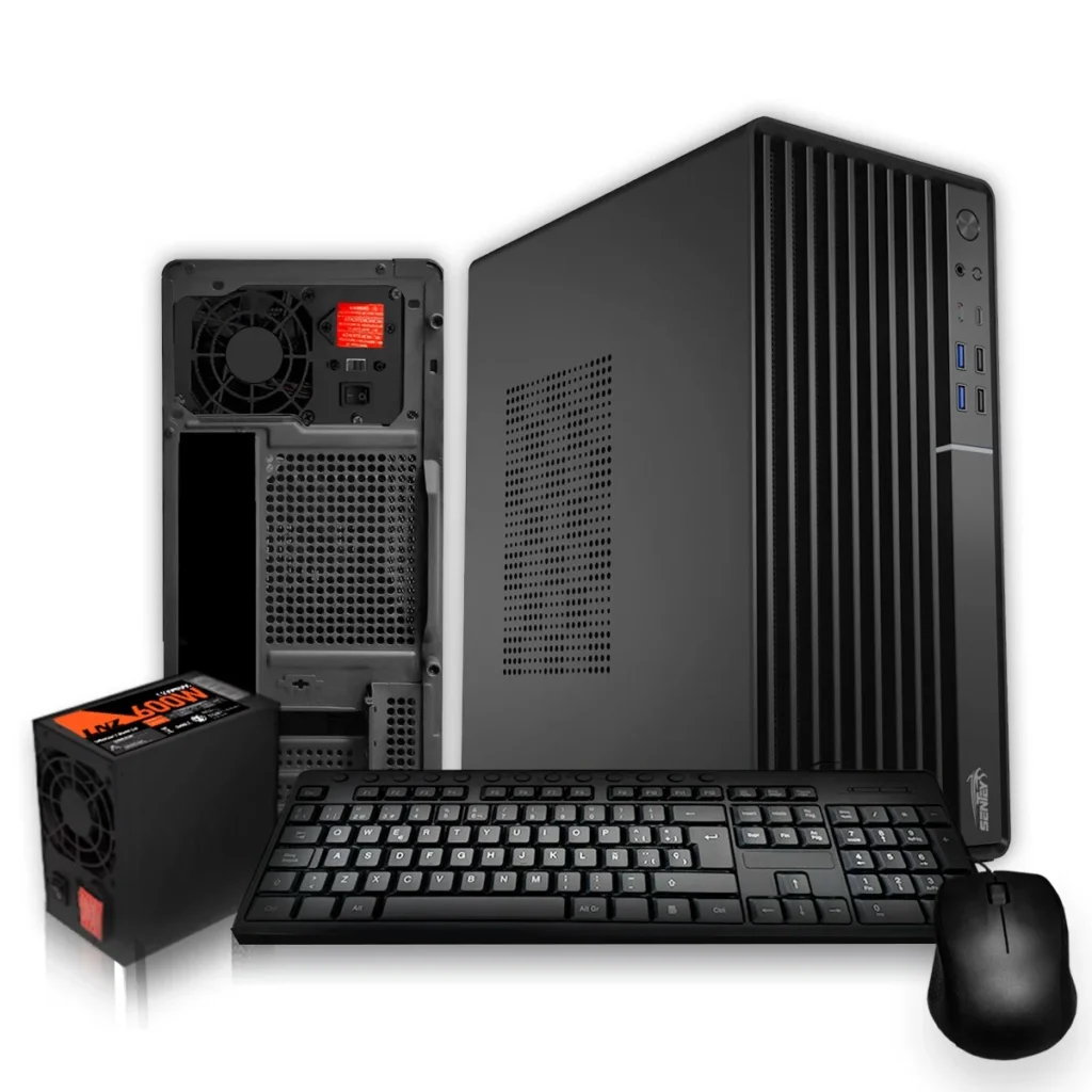 Kit Gabinete Sentey TM50 Mesh Fuente 600W Teclado Mouse Cooler