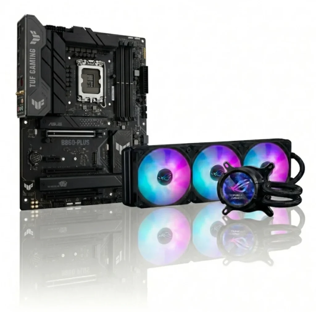 Kit Mother Asus TUF Gaming B860-PLUS WIFI LGA 1851 + Water Cooler Asus ROG Strix LC III 360 ARGB
